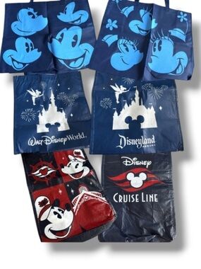 Disney Cruise Mickey Minnie Mouse Disneyland Disney World Tote Bags Bundle NEW